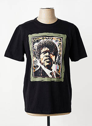 Tricou croială cambrată mâneci scurte negru BOB bărbat
