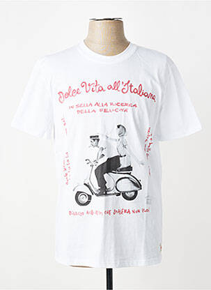 Tricou croială cambrată mâneci scurte alb BOB bărbat
