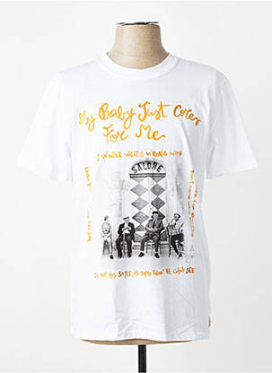 Tricou croială cambrată mâneci scurte alb BOB bărbat