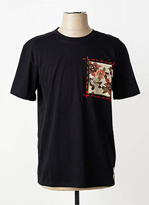 Tricou croială cambrată mâneci scurte negru BOB bărbat