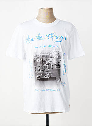 Tricou croială cambrată mâneci scurte alb BOB bărbat