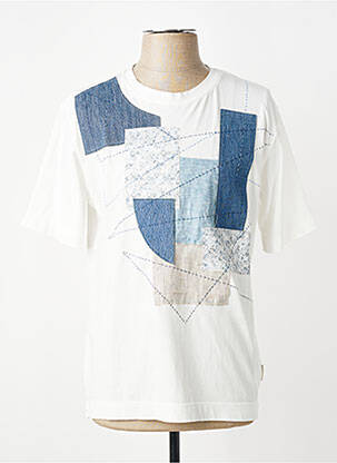 Tricou broderie mâneci scurte alb BOB bărbat