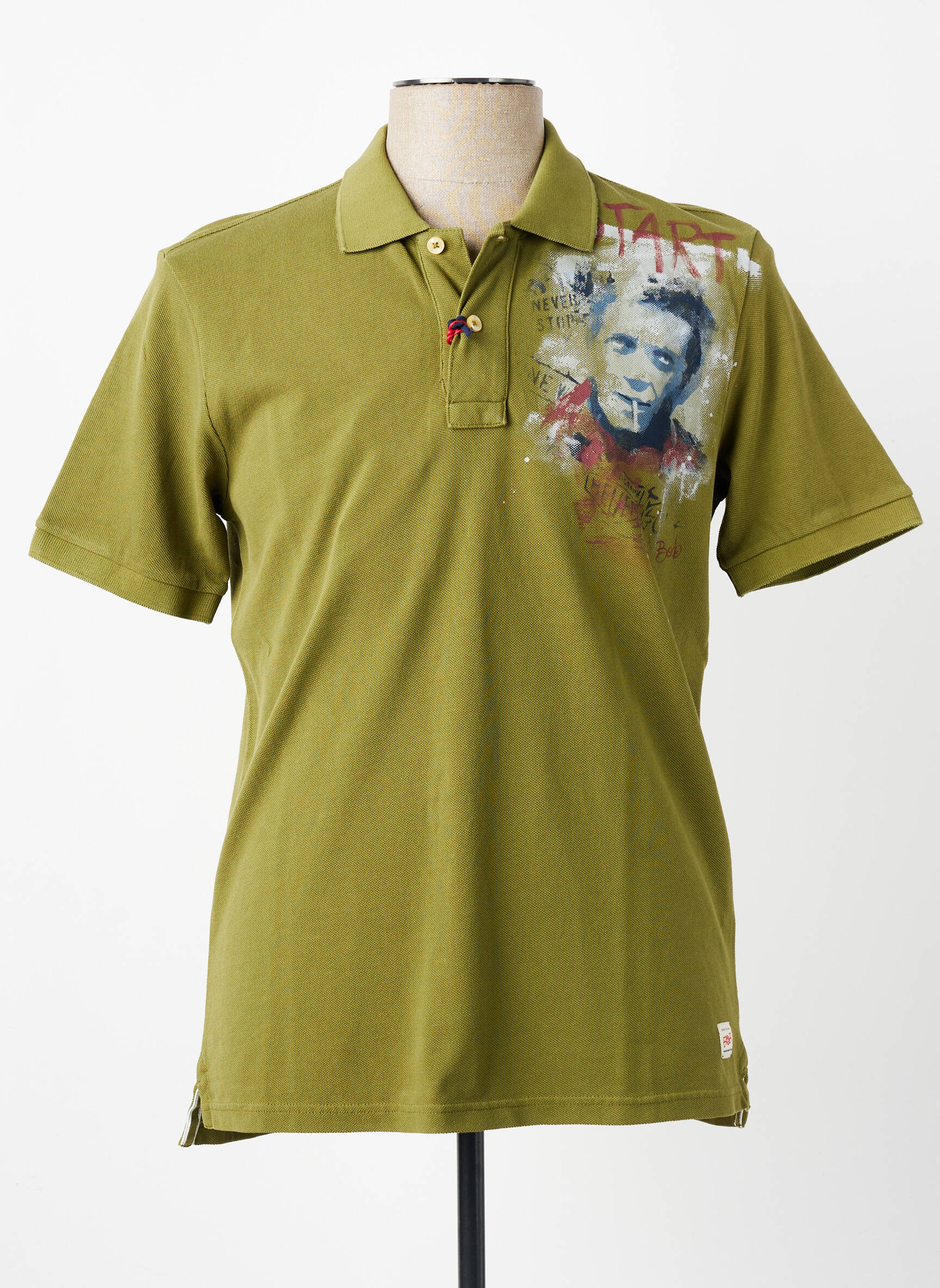 Polo serigrafie mâneci scurte verde BOB bărbat