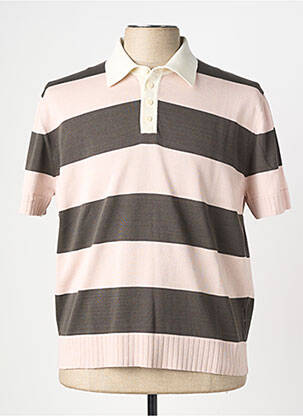 Pulover guler polo mâneci scurte roz WOOL & CO bărbat