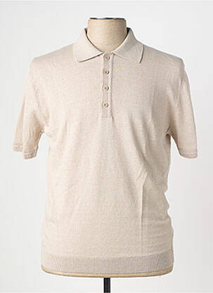 Pulover guler polo mâneci scurte bej WOOL & CO bărbat