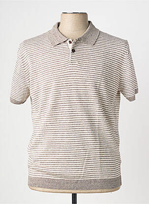 Pulover guler polo mâneci scurte bej WOOL & CO bărbat