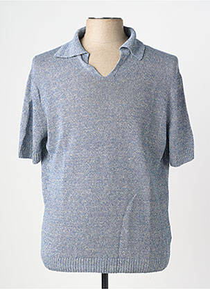 Pulover guler polo mâneci scurte albastru WOOL & CO bărbat