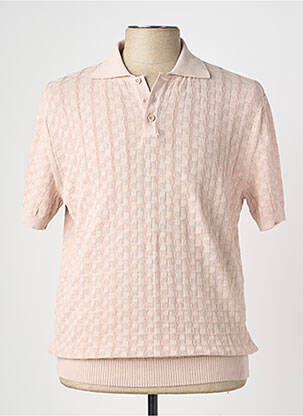 Pulover guler polo mâneci scurte roz WOOL & CO bărbat