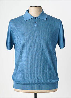 Pulover guler polo mâneci scurte albastru WOOL & CO bărbat