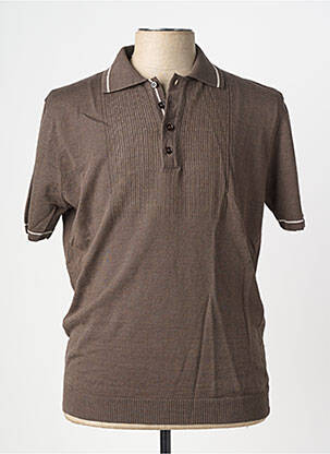 Pulover guler polo mâneci scurte maro WOOL & CO bărbat