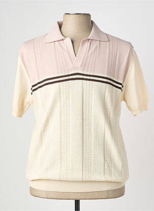 Pulover guler polo mâneci scurte roz WOOL & CO bărbat