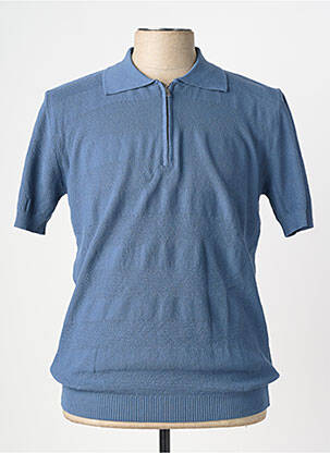 Pulover guler polo mâneci scurte albastru WOOL & CO bărbat