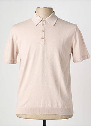 Pulover guler polo mâneci scurte roz WOOL & CO bărbat