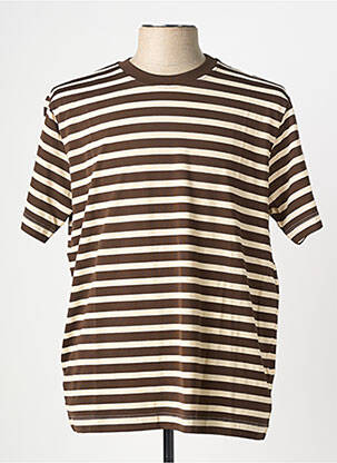Tricou croială cambrată mâneci scurte maro WOOL & CO bărbat