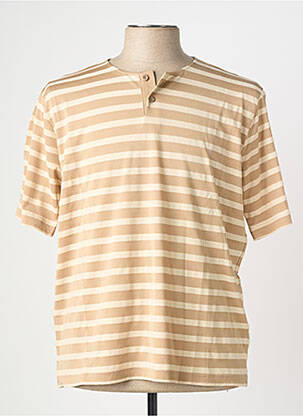 Tricou guler tunisian mâneci scurte bej WOOL & CO bărbat
