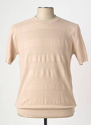 Pulover elasticitate mâneci scurte bej WOOL & CO bărbat