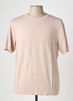 Tricou țesătură melanj mâneci scurte bej WOOL & CO bărbat