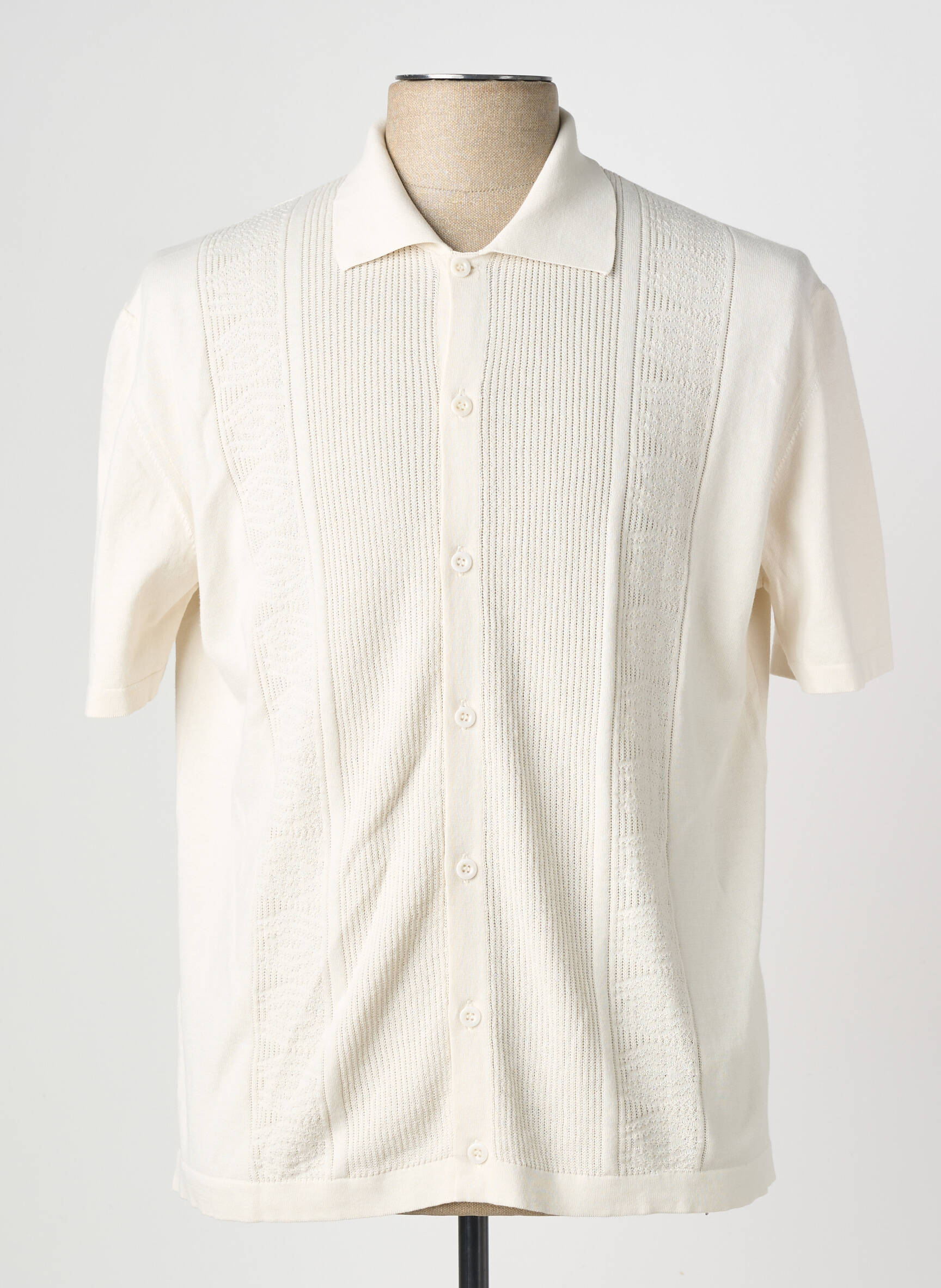 Vestă cu mâneci scurte țesătură jersey bej WOOL & CO bărbat