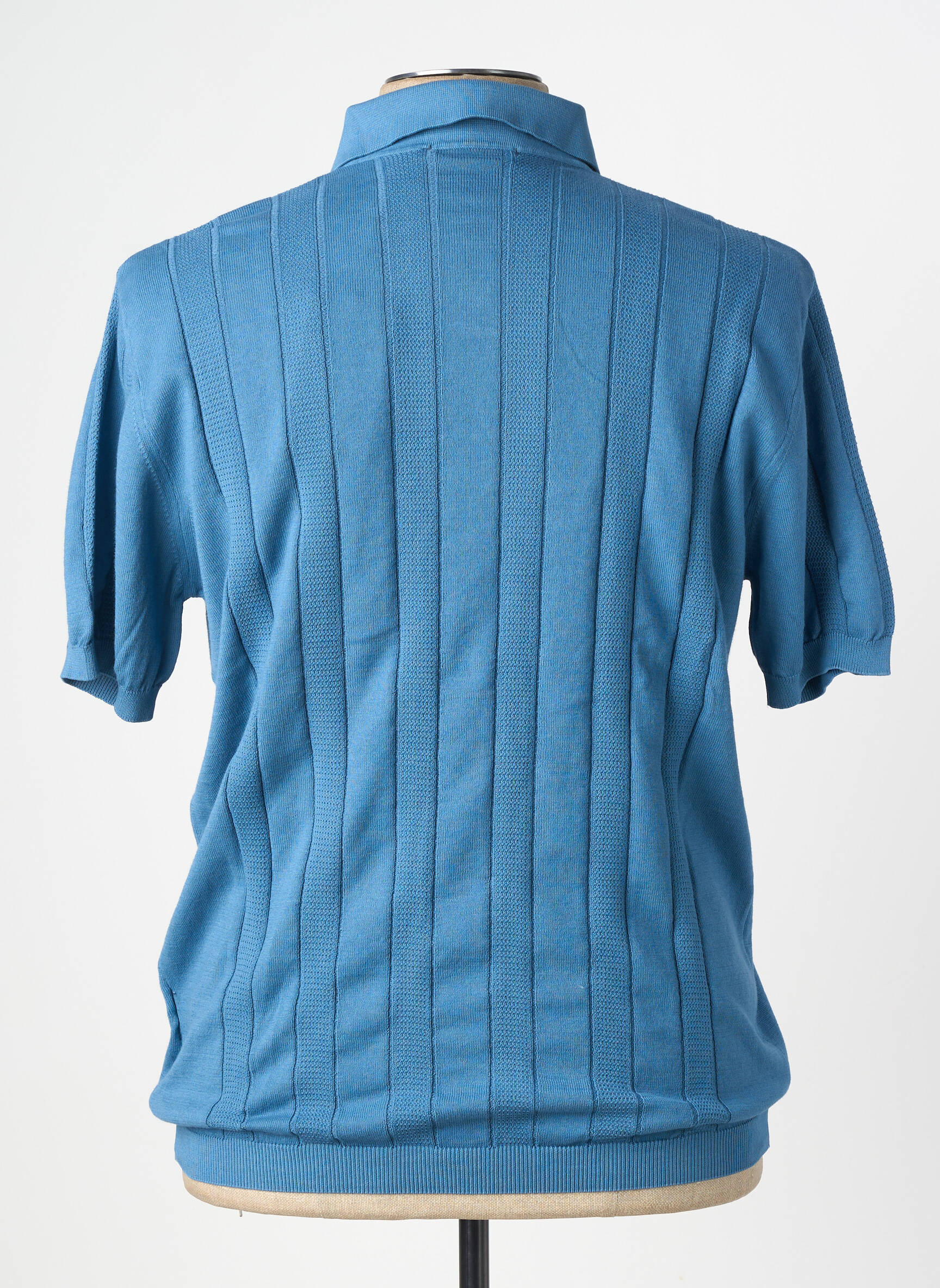 Pulover guler polo mâneci scurte albastru WOOL & CO bărbat
