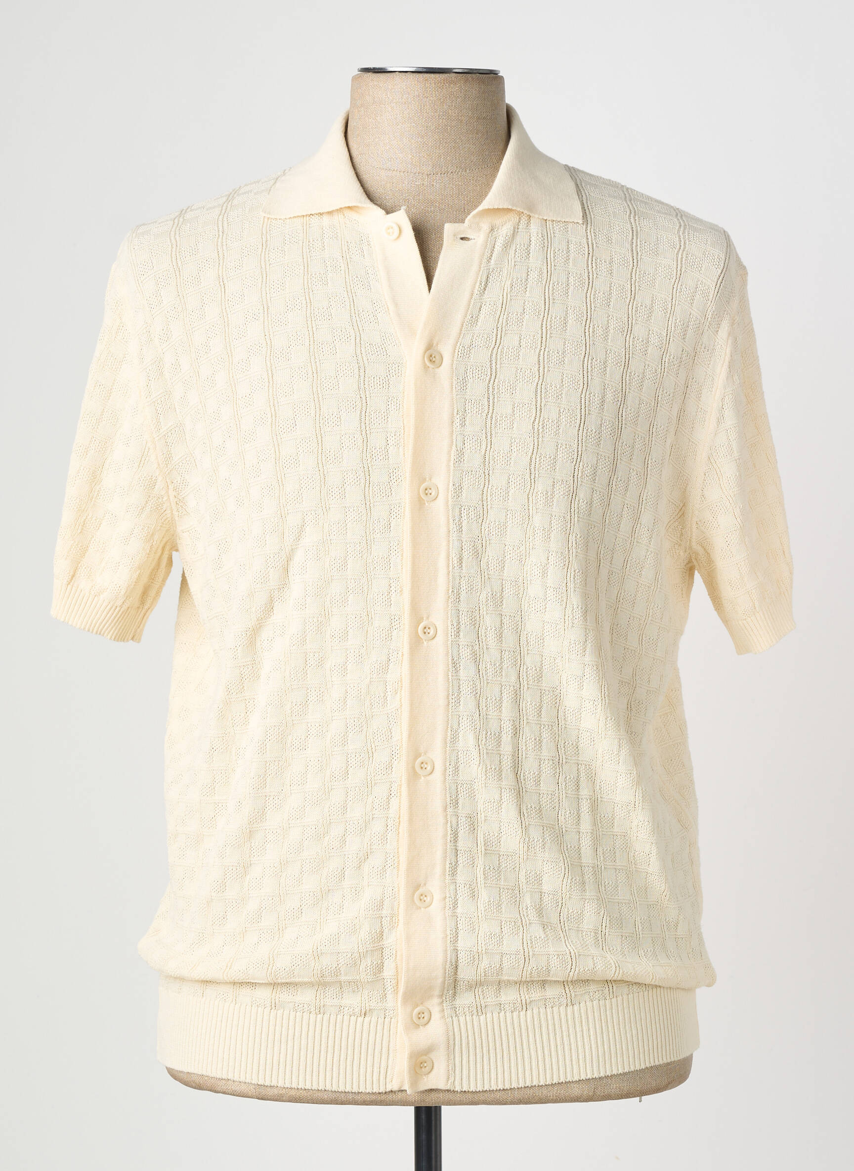 Vestă cu mâneci scurte țesătură jersey bej WOOL & CO bărbat