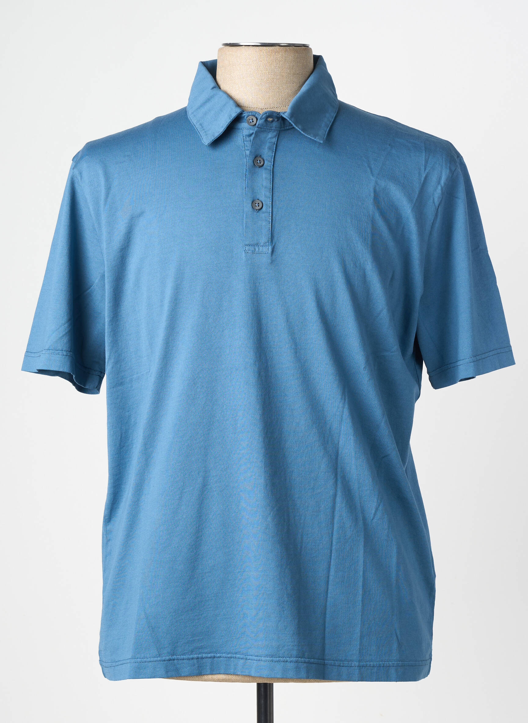 Polo țesătură jersey mâneci scurte albastru WOOL & CO bărbat