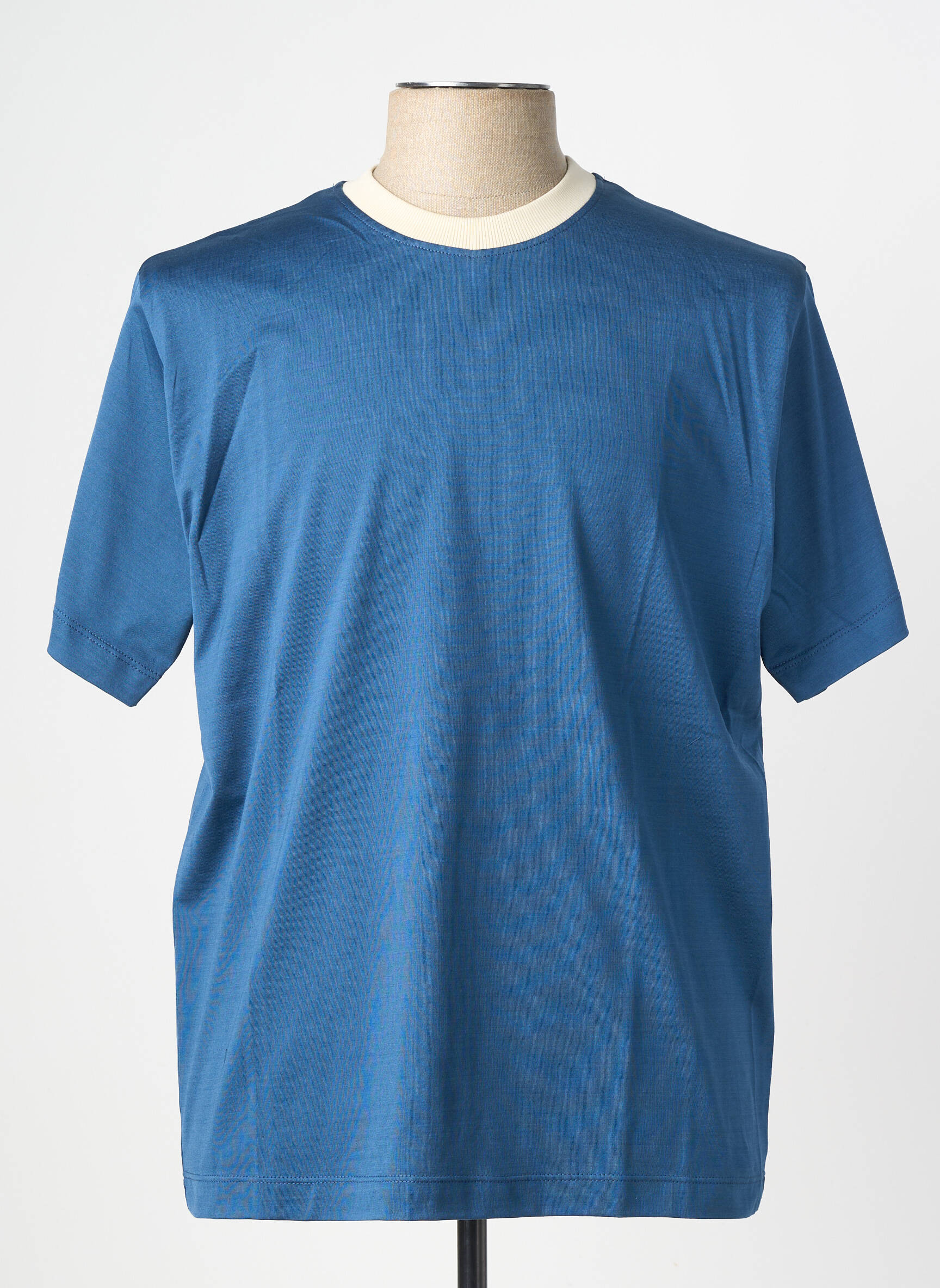 Tricou croială cambrată mâneci scurte albastru WOOL & CO bărbat