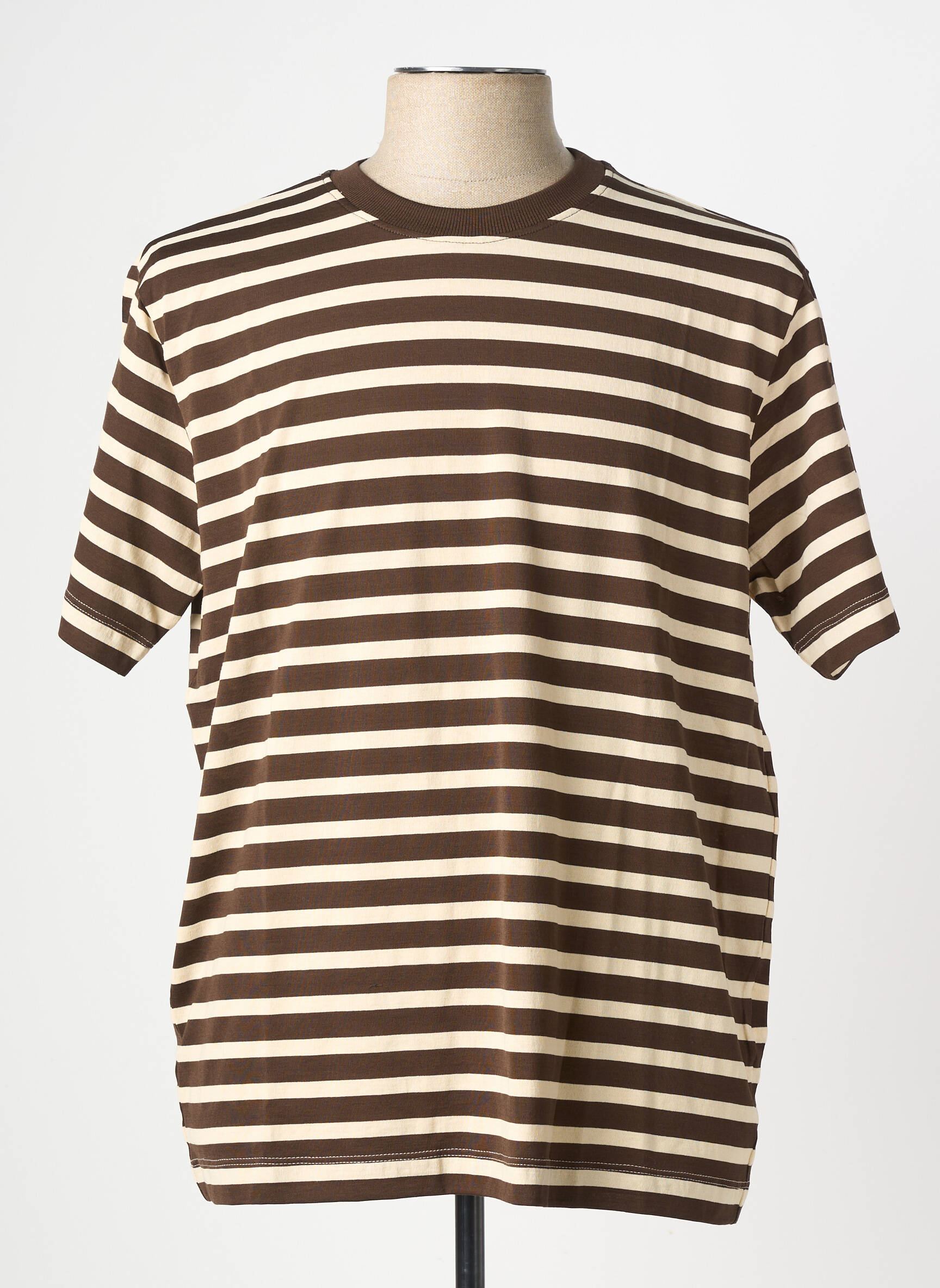 Tricou croială cambrată mâneci scurte maro WOOL & CO bărbat