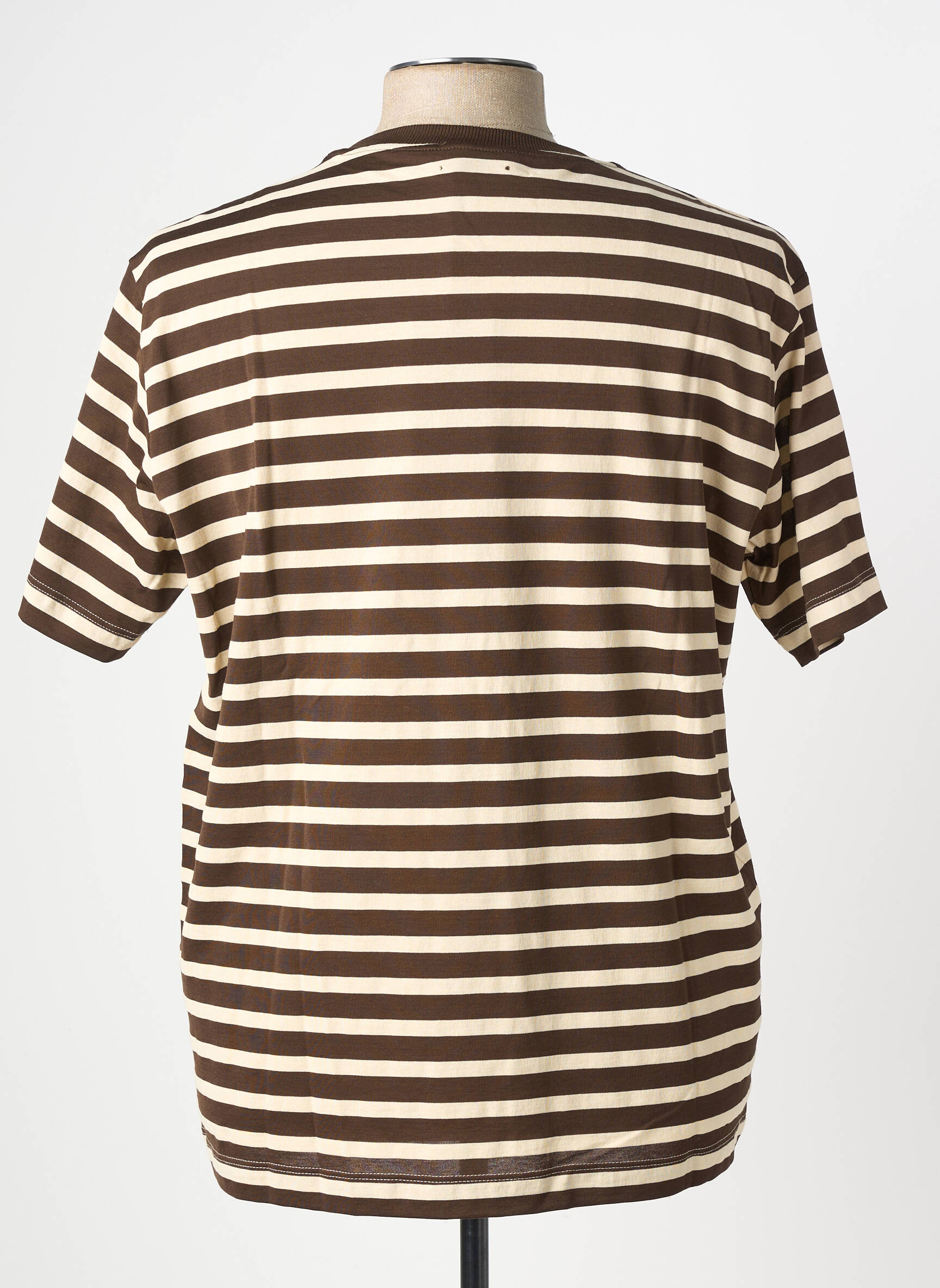 Tricou croială cambrată mâneci scurte maro WOOL & CO bărbat