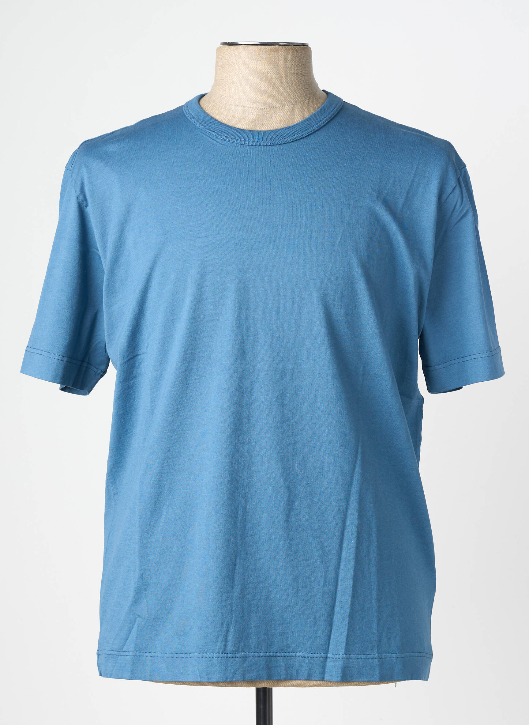 Tricou croială cambrată mâneci scurte albastru WOOL & CO bărbat