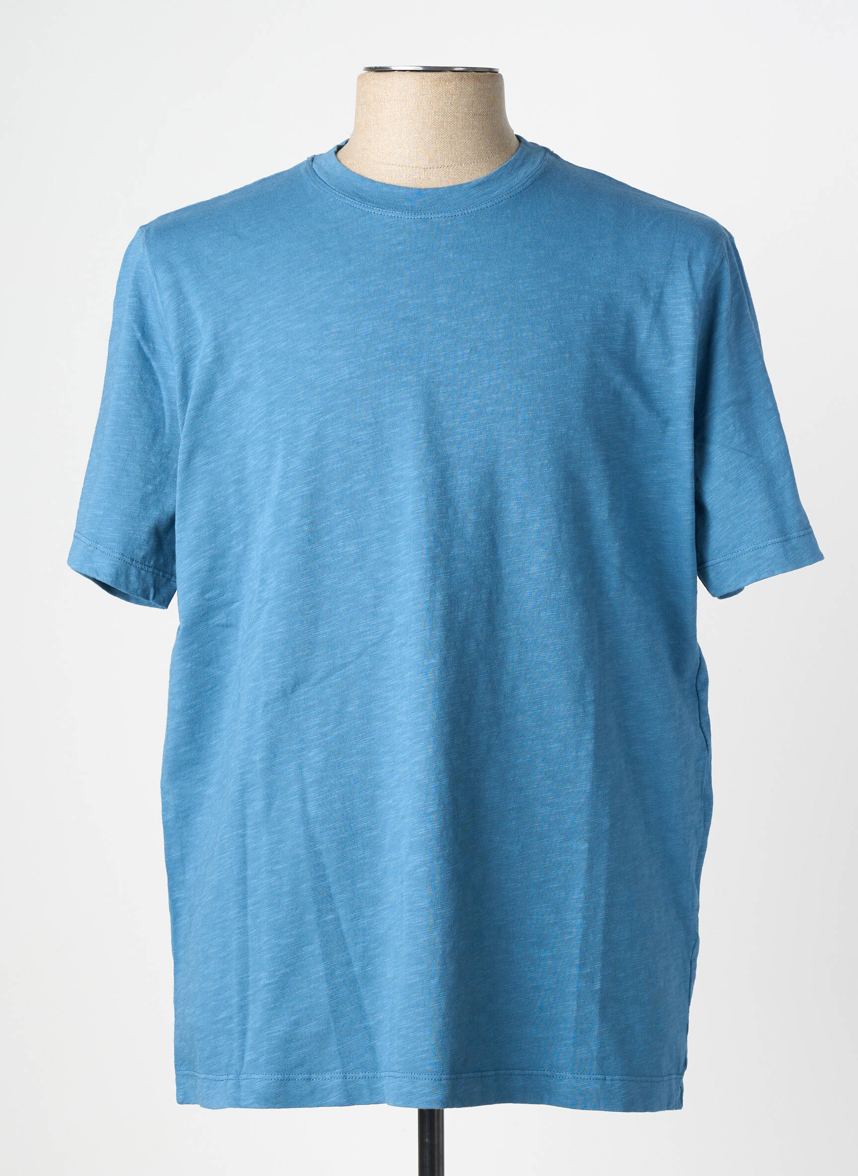Tricou croială cambrată mâneci scurte albastru WOOL & CO bărbat
