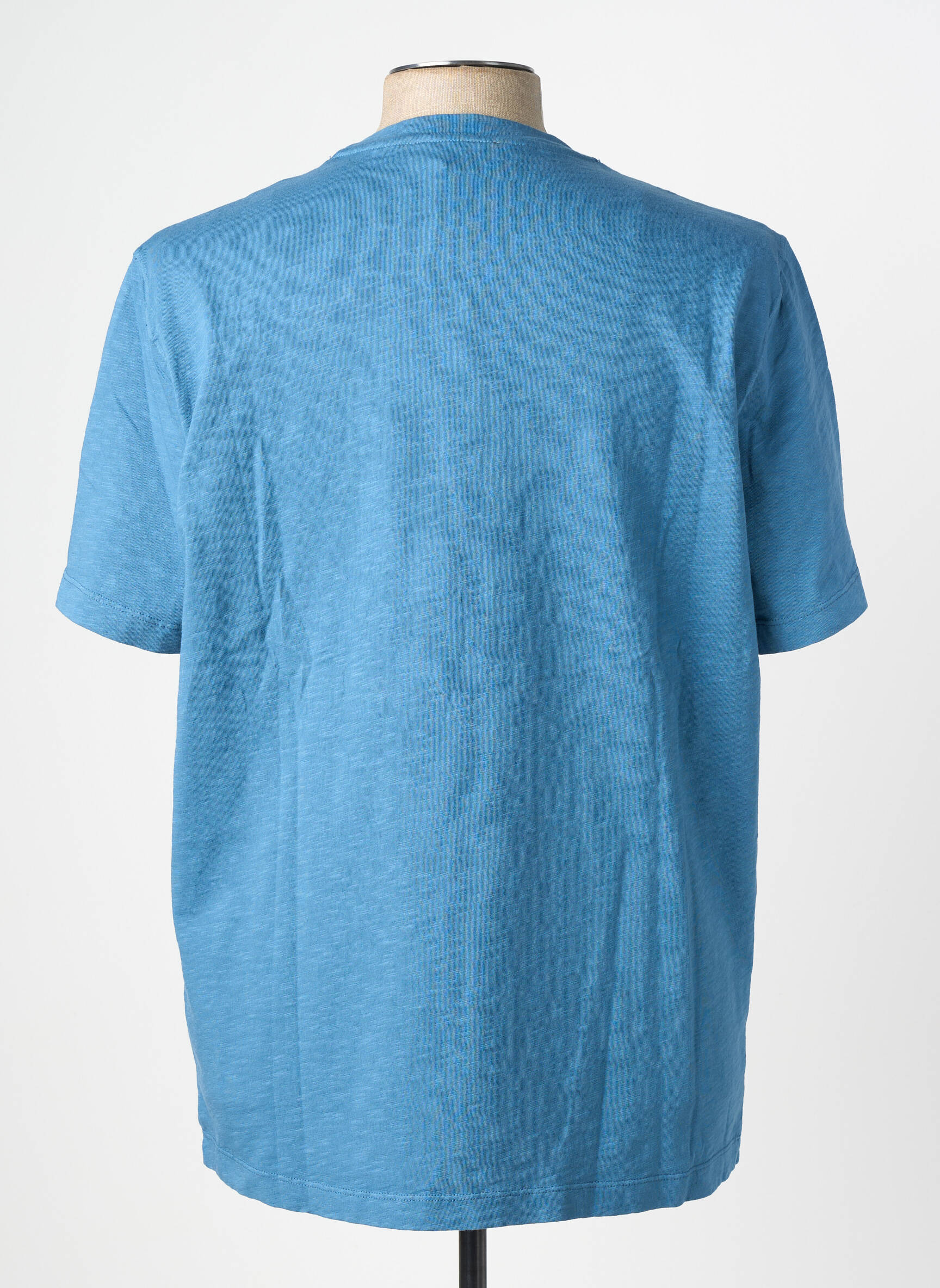 Tricou croială cambrată mâneci scurte albastru WOOL & CO bărbat