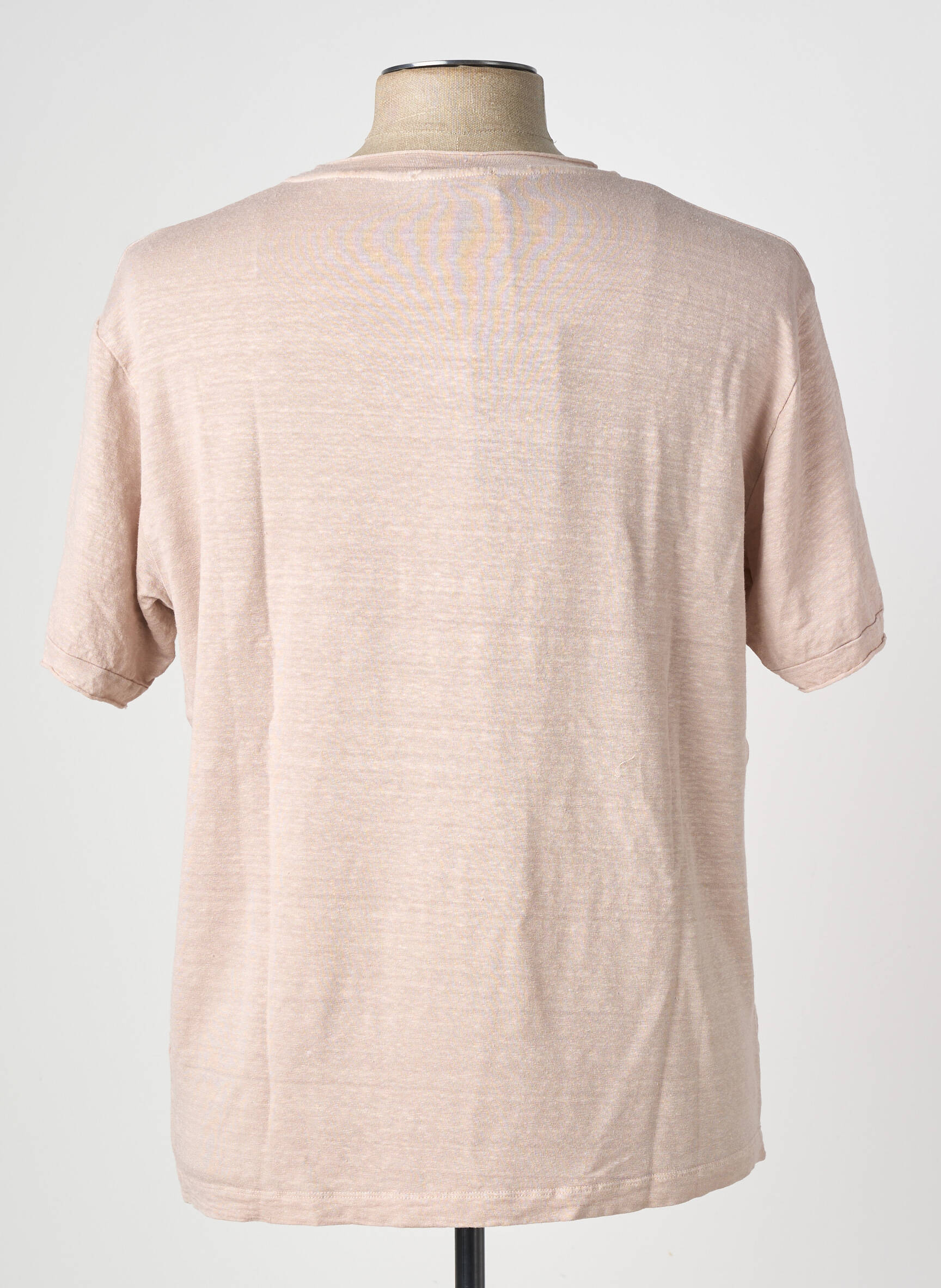 Tricou țesătură melanj mâneci scurte bej WOOL & CO bărbat