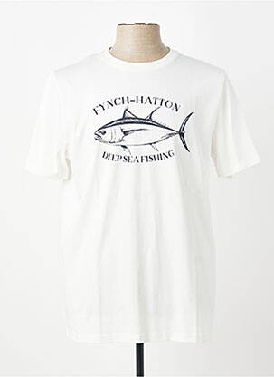 Tricou croială cambrată mâneci scurte alb FYNCH-HATTON bărbat