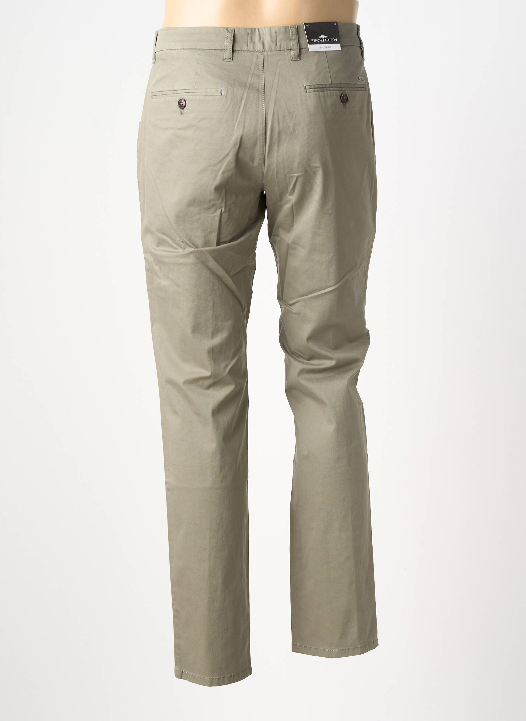 Pantalon chino țesătură poplin mărime normală verde FYNCH-HATTON bărbat