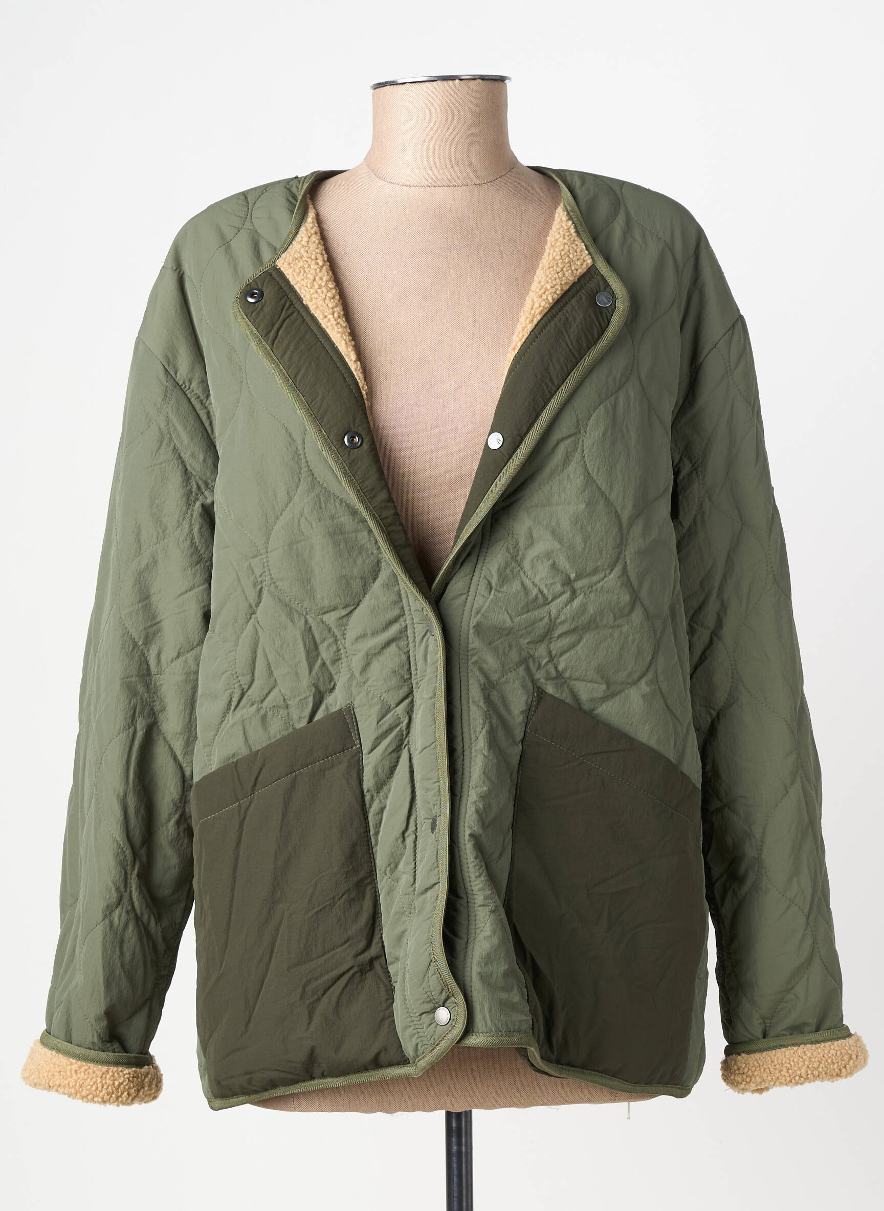 Geacă matlasată mâneci lungi fără glugă verde CAMEL ACTIVE femeie