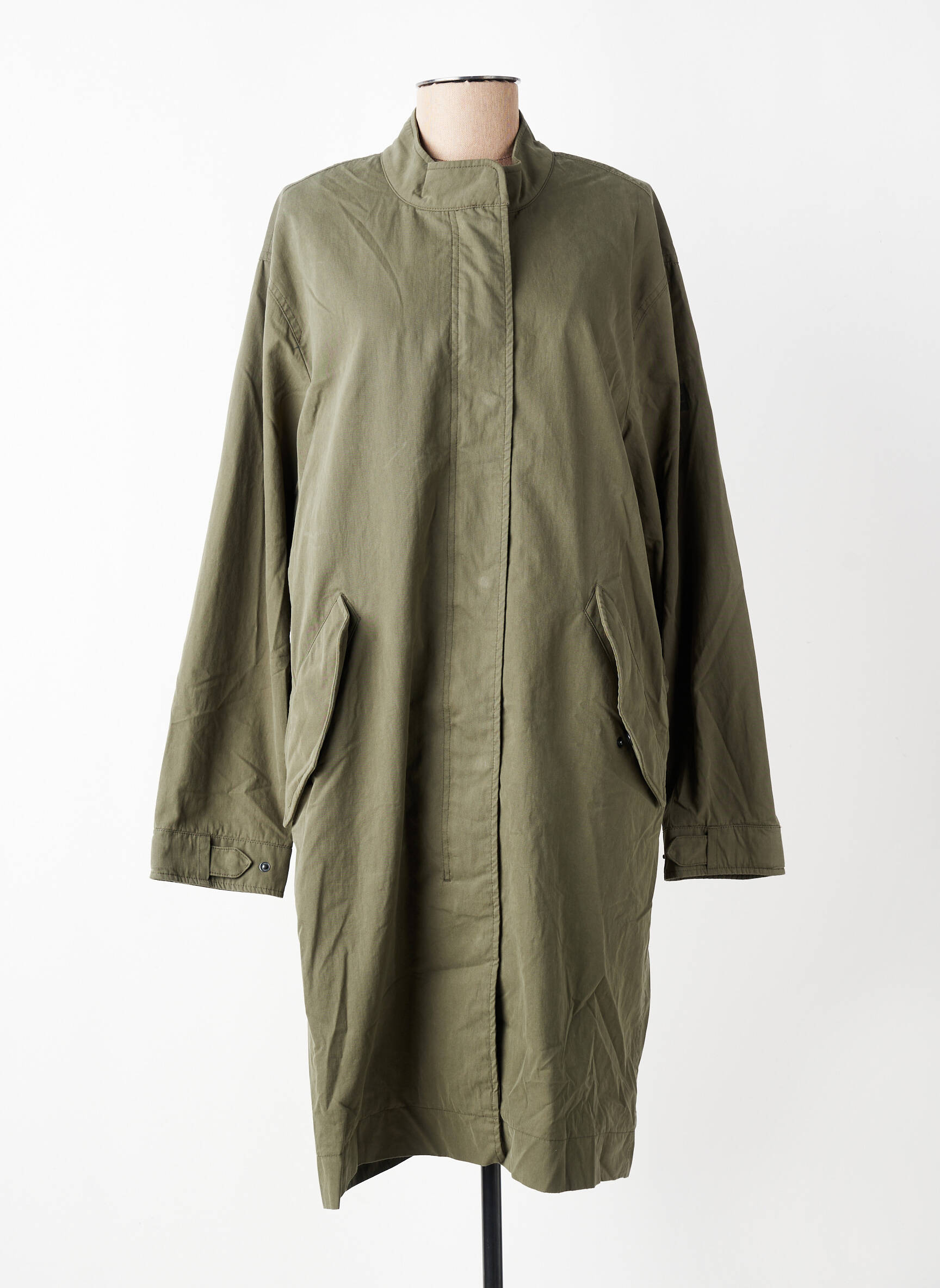 Trench țesătură poplin fără glugă verde CAMEL ACTIVE femeie