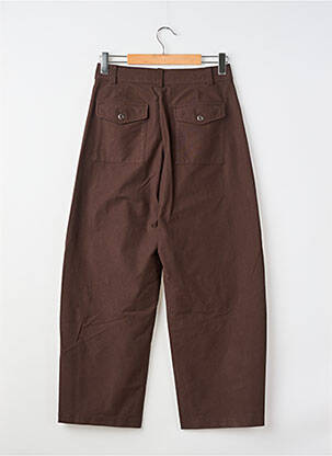 Pantalon larg țesătură poplin talie înaltă maro UNIQLO femeie