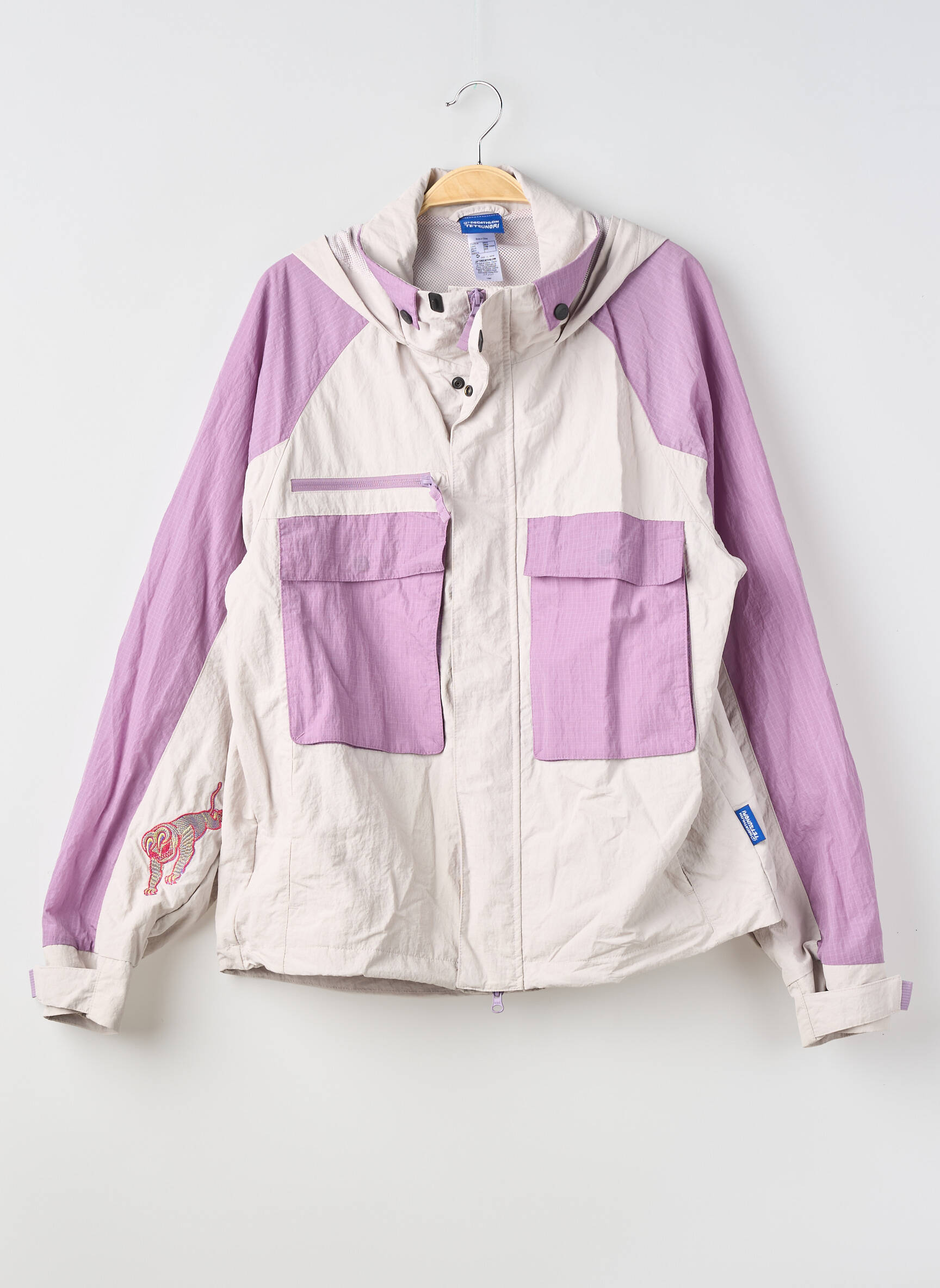 Jachetă vânt finisaj interior dublat cu glugă violet DECATHLON femeie