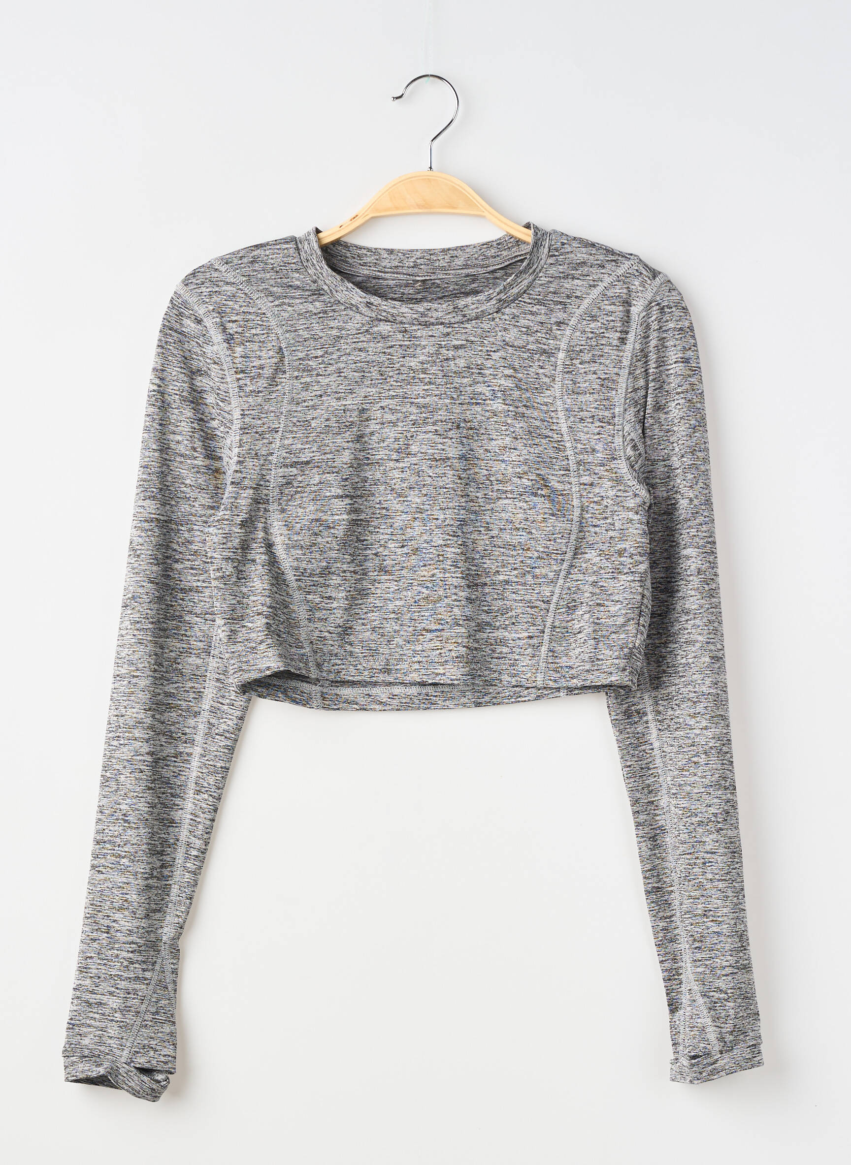 Tricou mâneci lungi mâneci lungi gri HIIT femeie