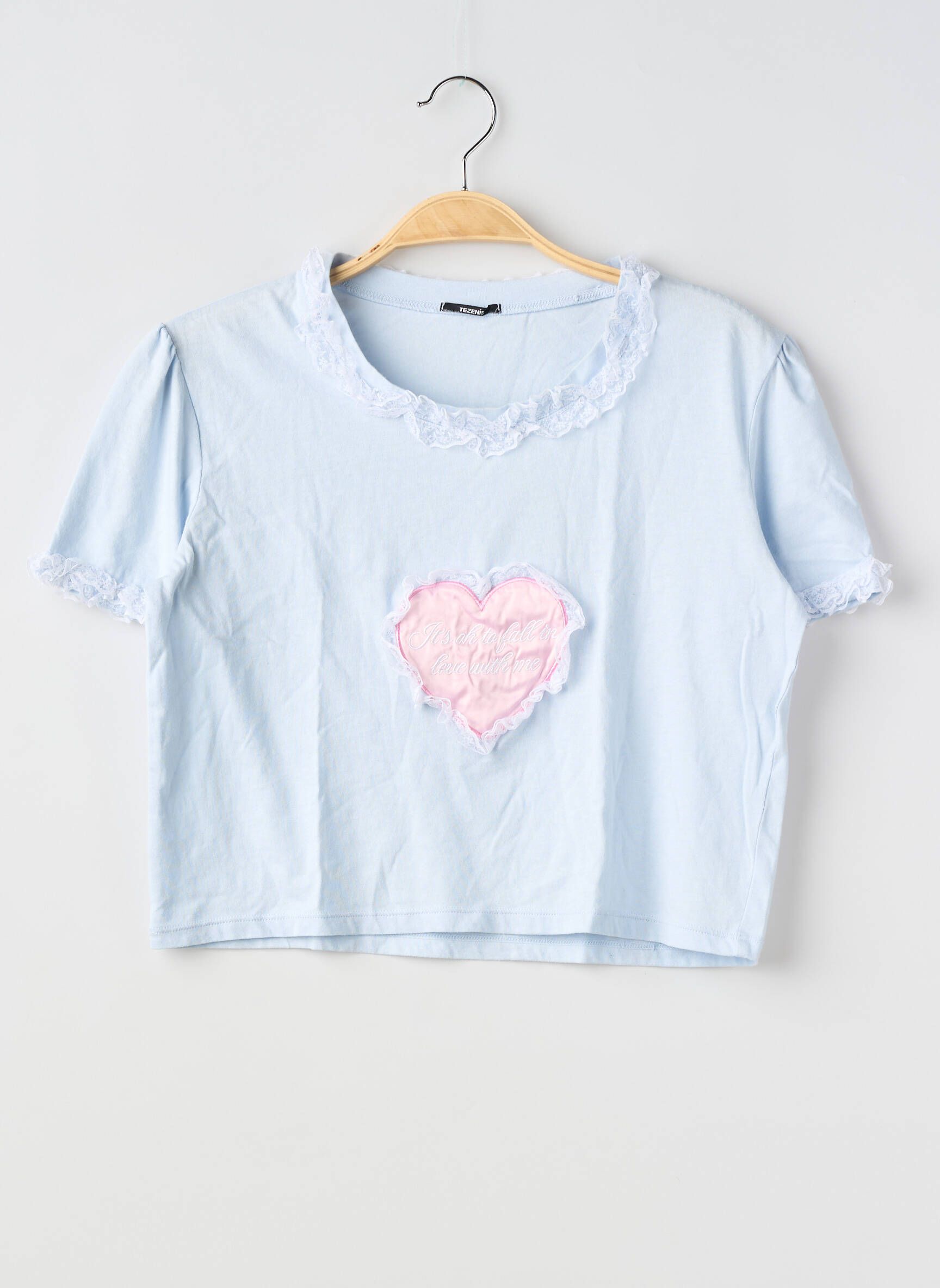Tricou croială dreaptă mâneci scurte albastru TEZENIS femeie