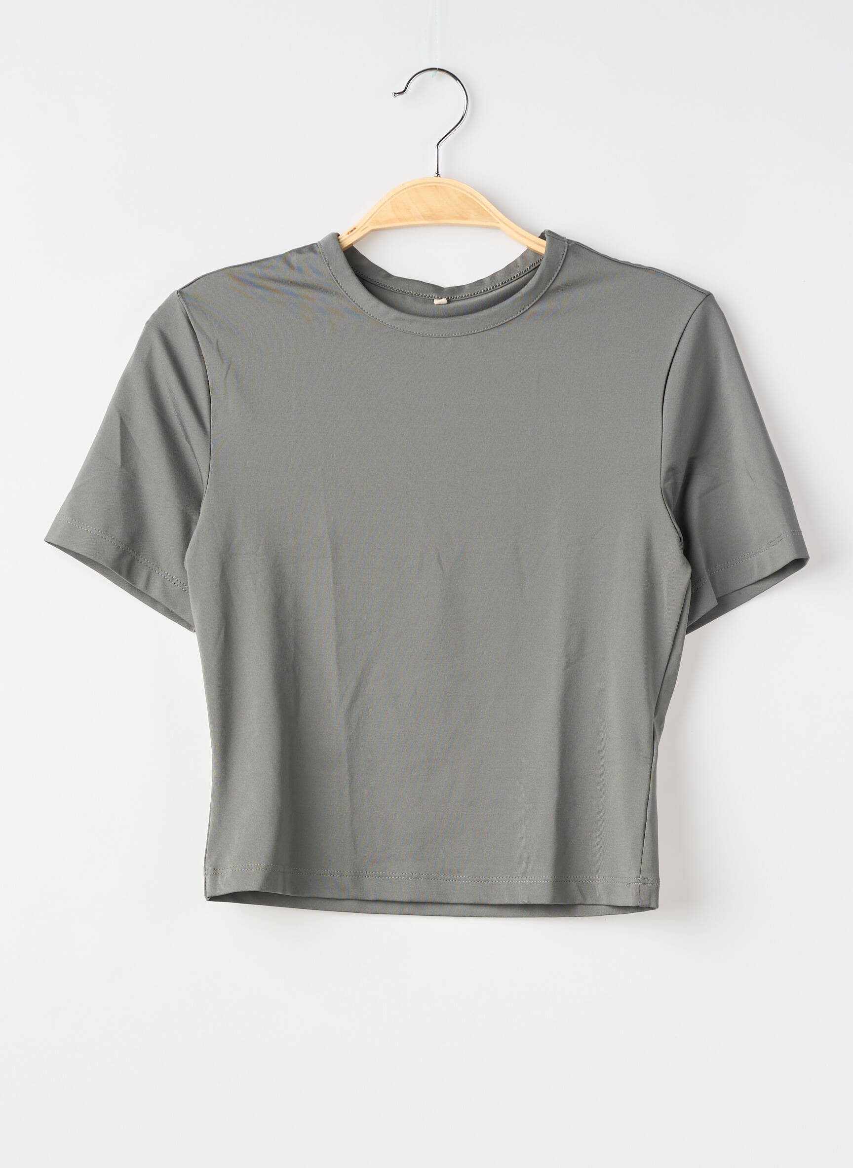 Tricou croială dreaptă mâneci scurte gri H&M femeie