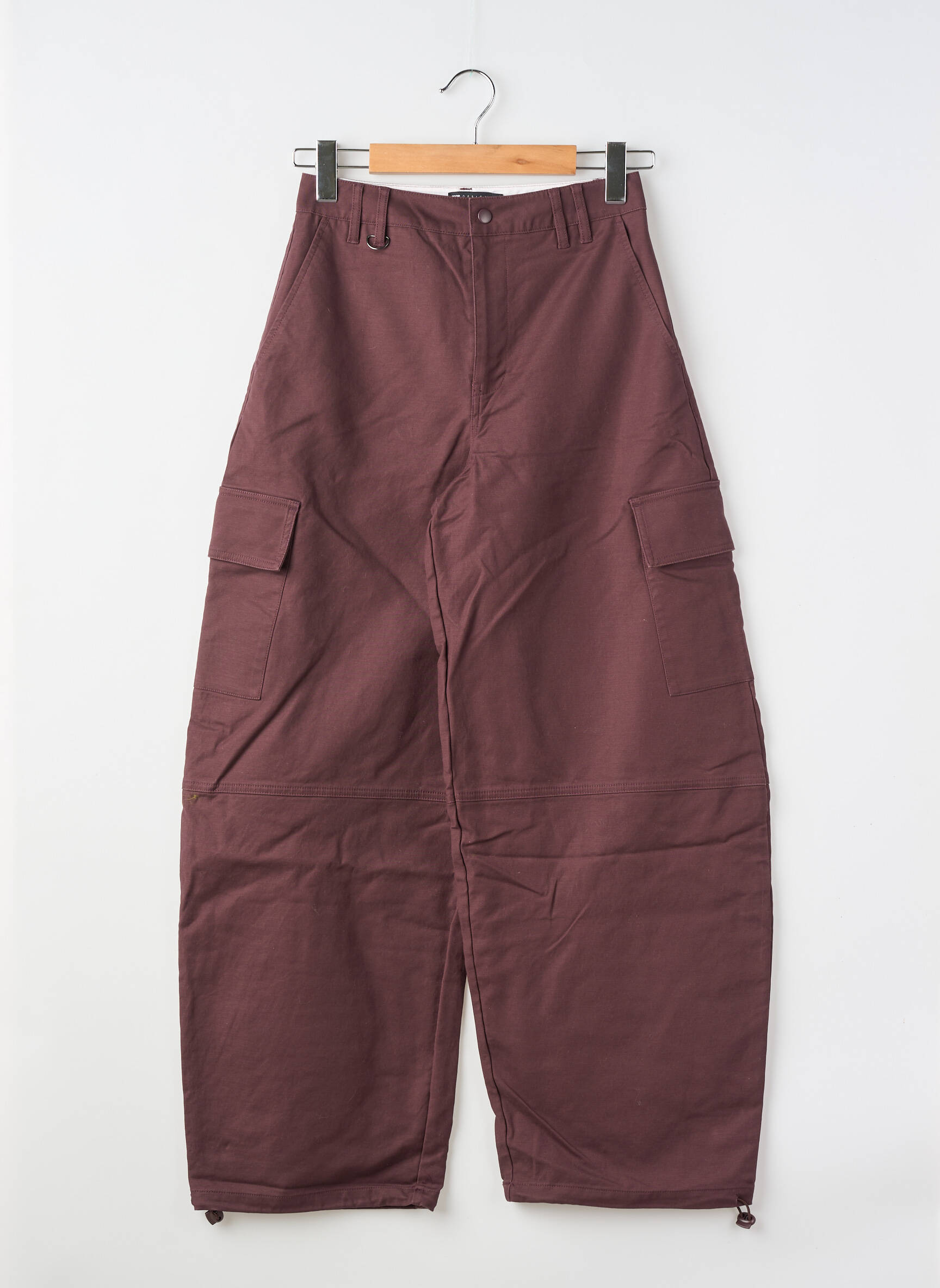 Pantalon larg țesătură poplin talie înaltă roșu ASOS femeie