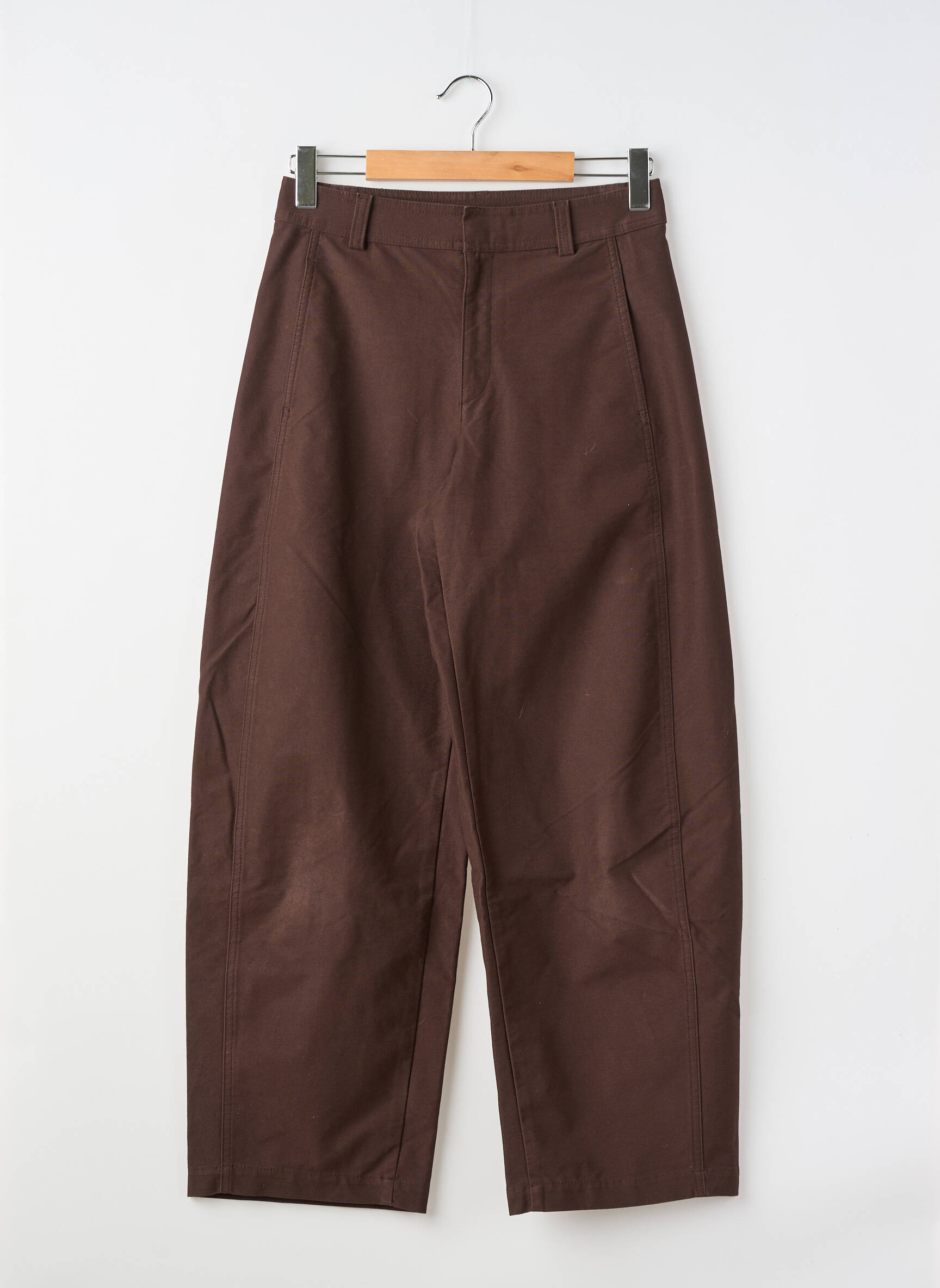 Pantalon larg țesătură poplin talie înaltă maro UNIQLO femeie