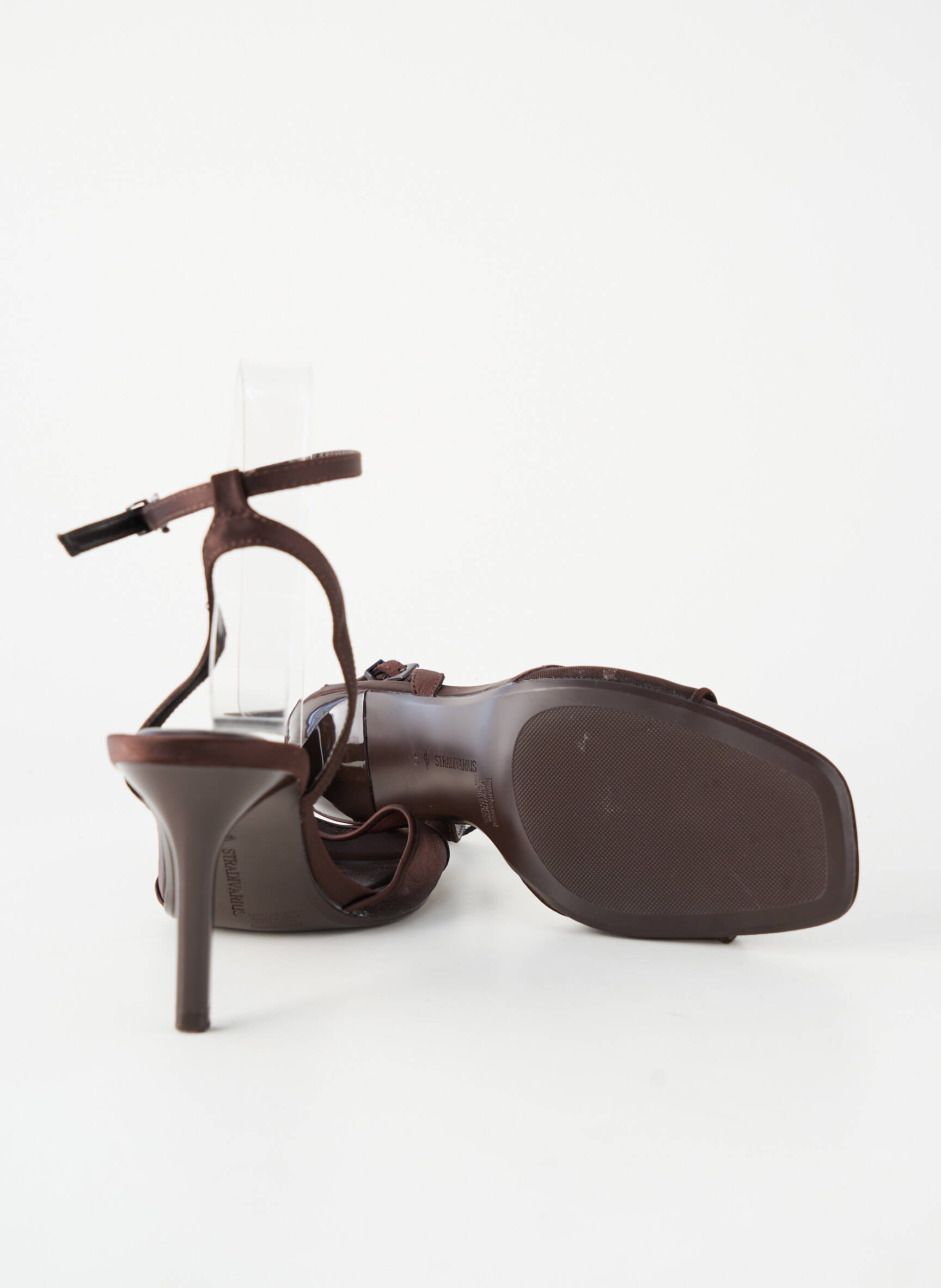 Sandale/pantofi decupați toc cui. toc de 7 la 9 cm maro STRADIVARIUS femeie