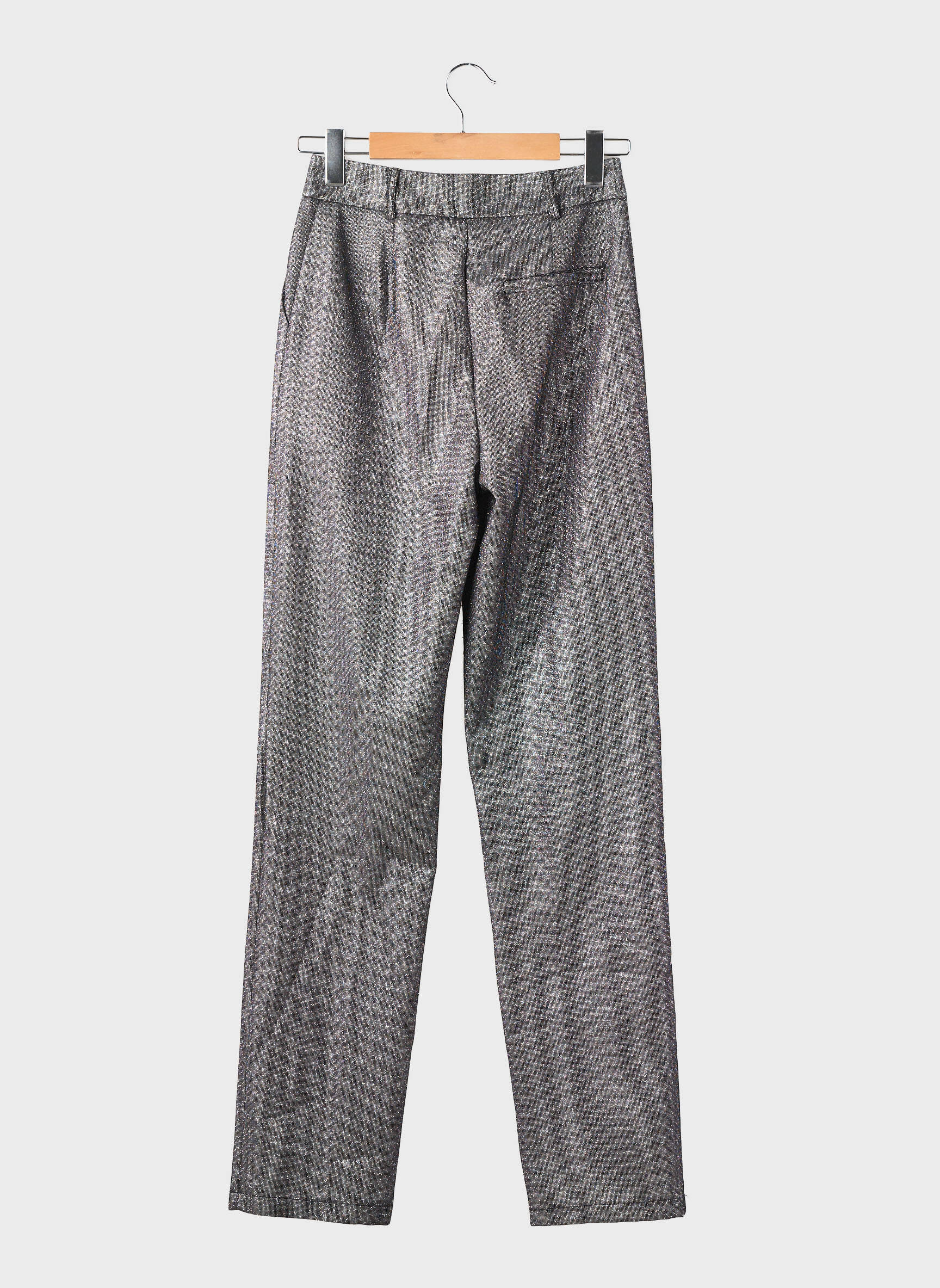 Pantalon drept închidere cu fermoar sub clapetă cu cârlig mărime normală argintiu BOOHOO femeie