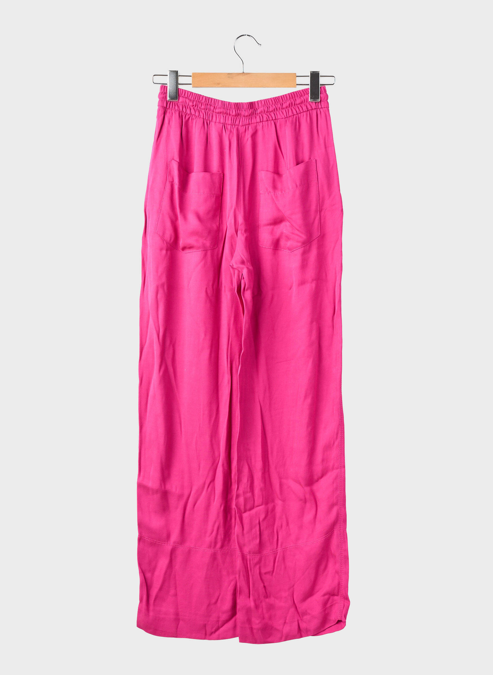 Pantalon larg țesătură poplin mărime normală roz ZARA femeie