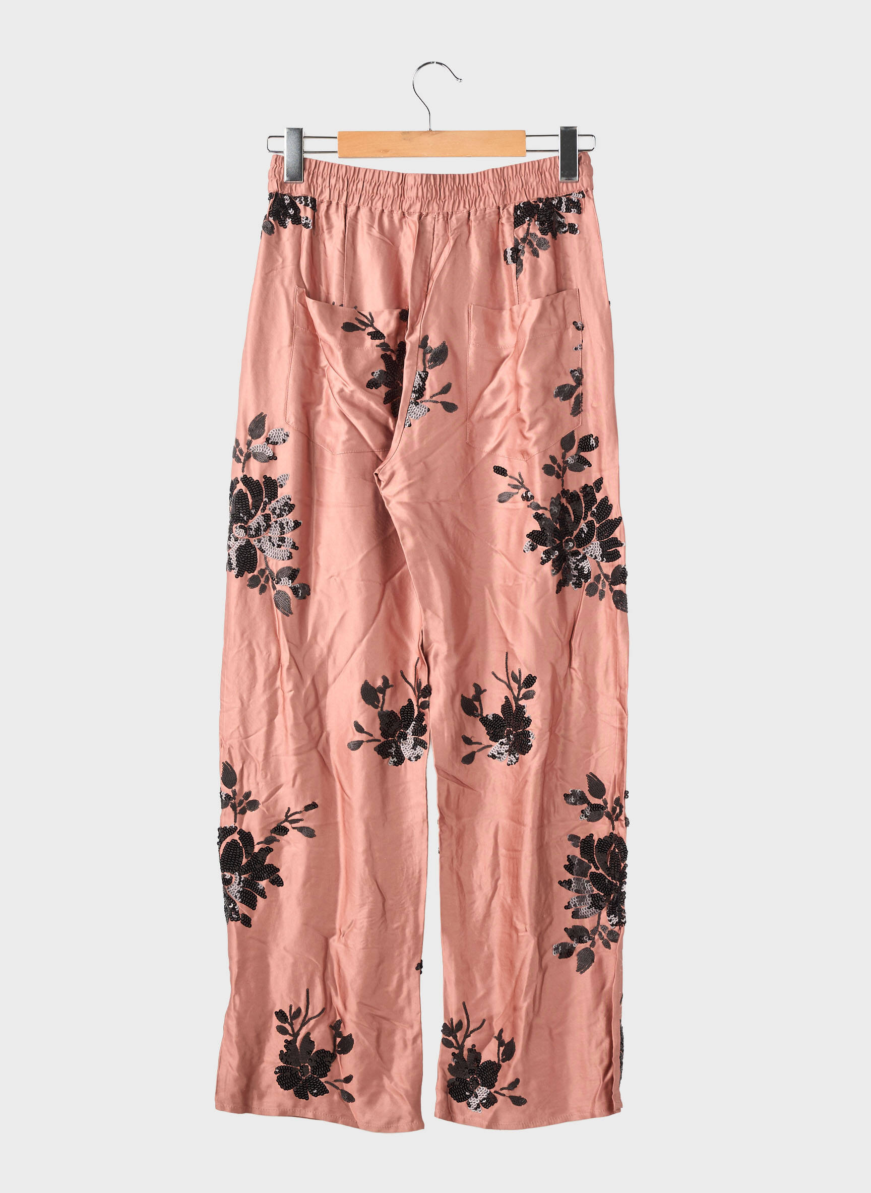 Pantalon larg buzunare mărime normală roz ZARA femeie