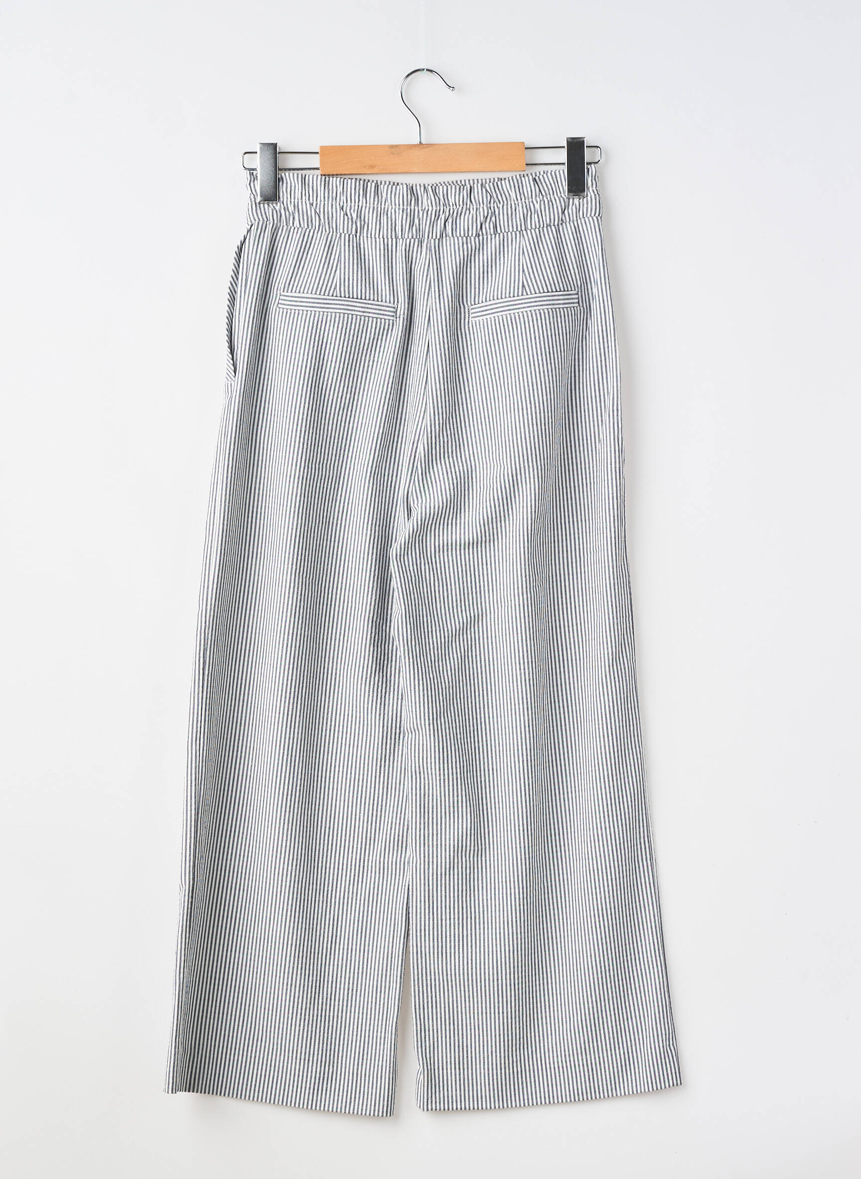 Pantalon larg țesătură poplin mărime normală alb H&M femeie