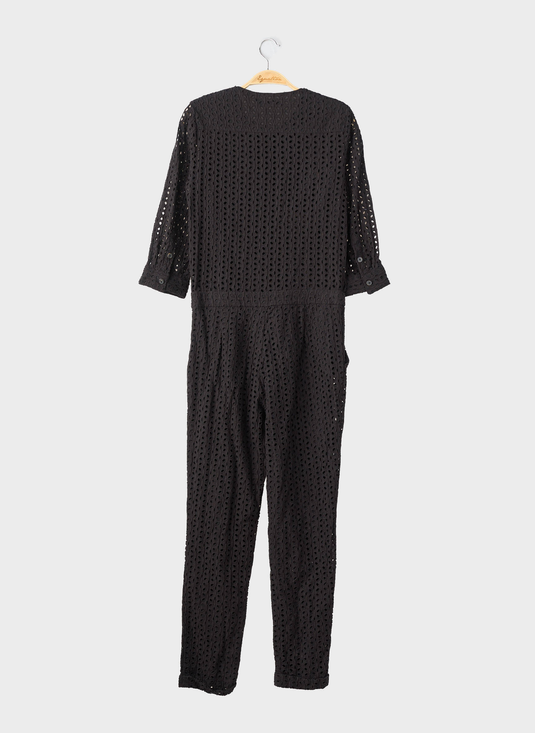 Salopetă-pantalon închidere cu nasturi pe față mâneci 3/4 negru MONOPRIX femeie