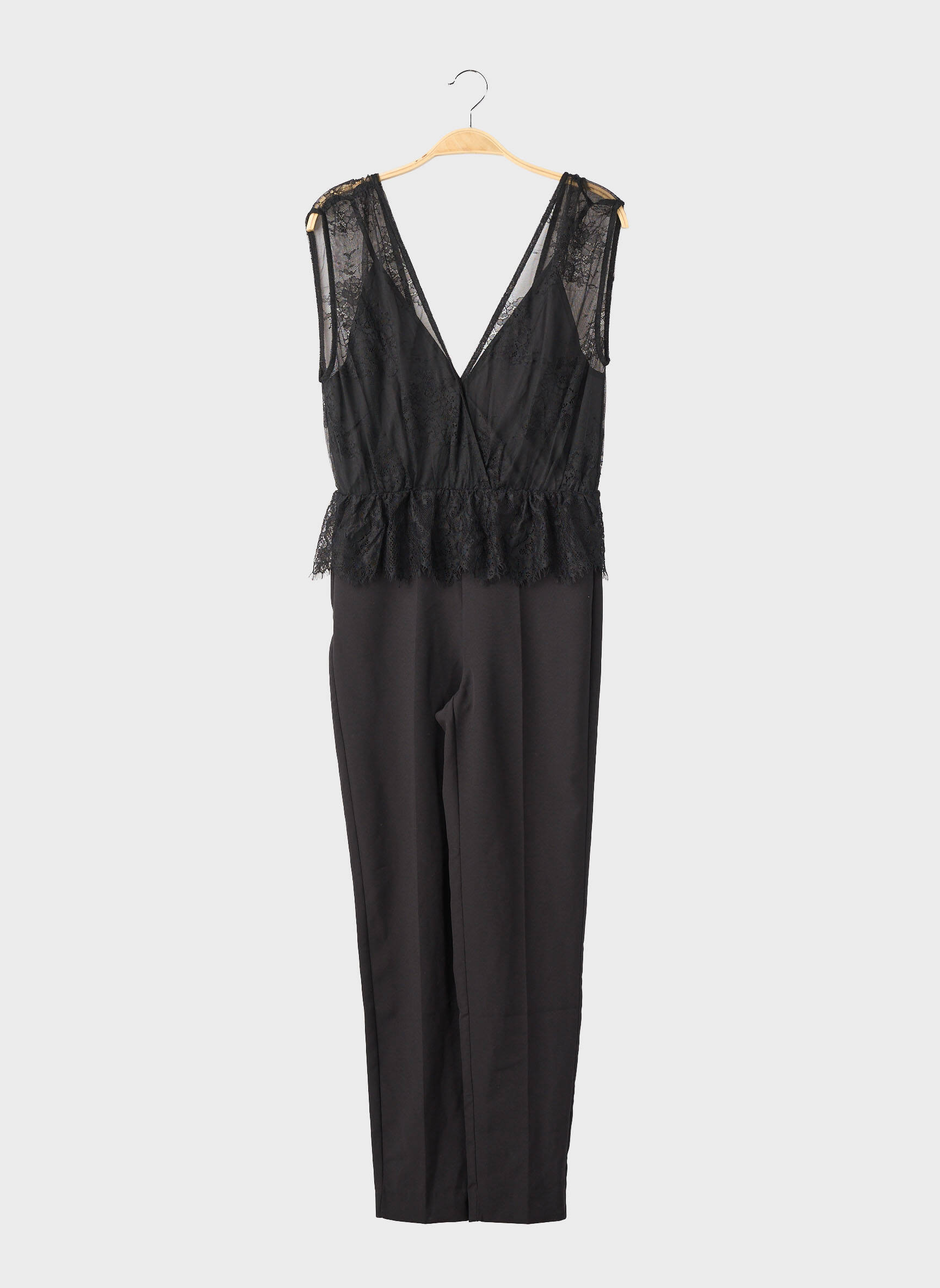 Salopetă-pantalon închidere cu fermoar la spate fără mâneci negru SANS MARQUE femeie